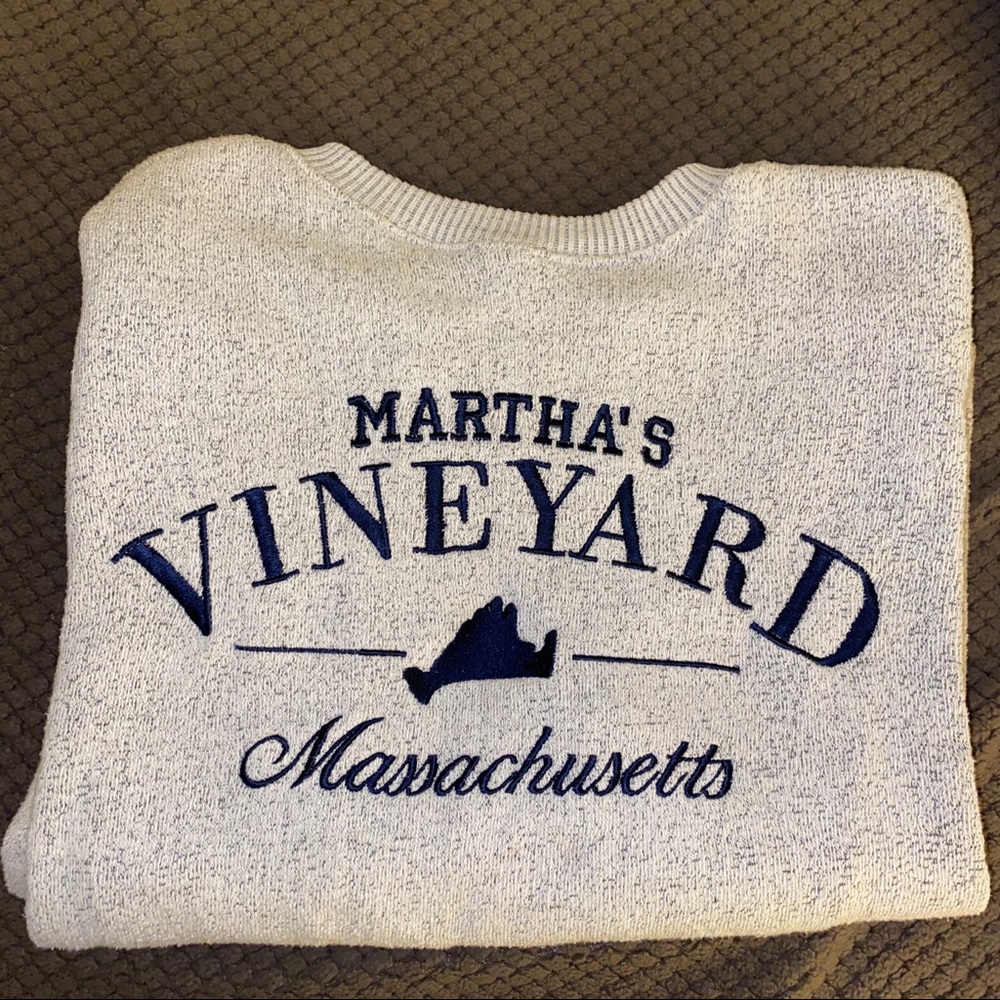 Martha’s Vineyard White Grey Crew Neck Sweater